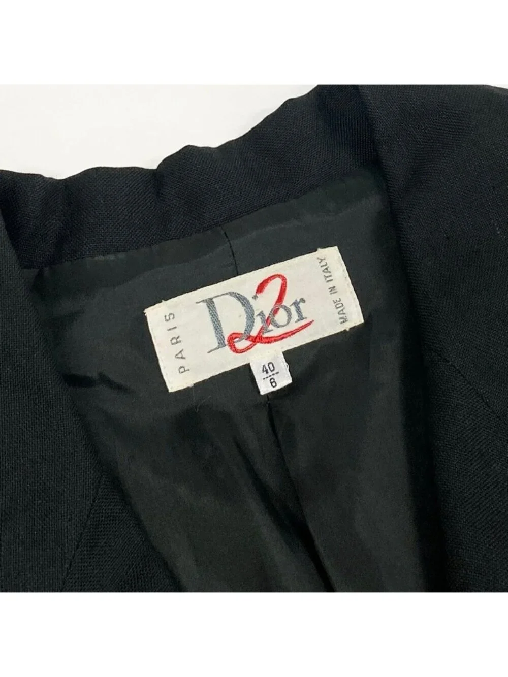 Dior Eh6 Tailored Jacket Double Breasted CD Logo Embroidered Linen Blend 40